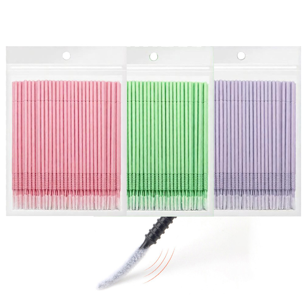 Micro Brush Applicator - 500개 속눈썹 연장 클리닝 면봉 긴/짧은