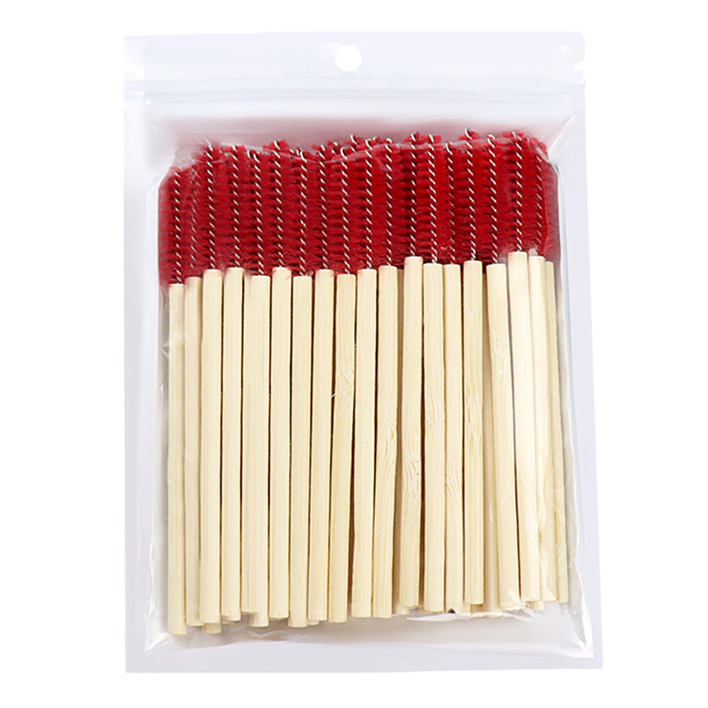 Micro Brush Applicator - 50개 대나무 손잡이 속눈썹 브러쉬 마스카라