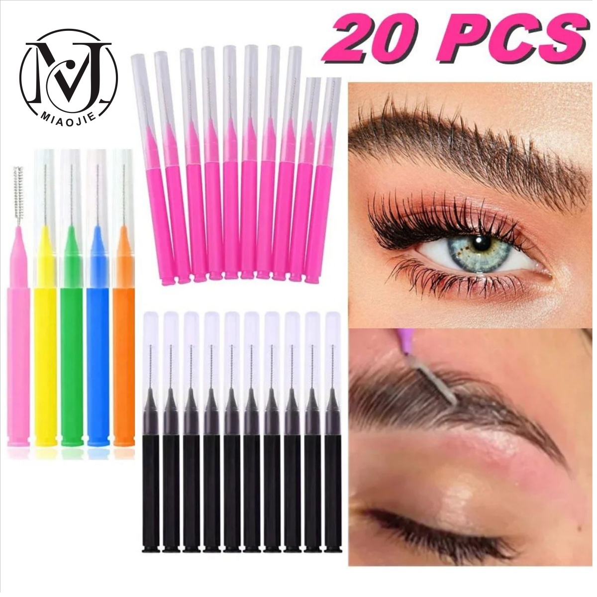 Micro Brush Applicator - MJ 20Pcs 미니 눈썹 브러쉬 눈썹
