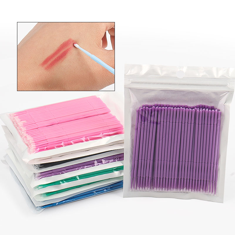 Micro Brush Applicator - 100개/봉지 대나무 속눈썹 연장 클리닝 면봉