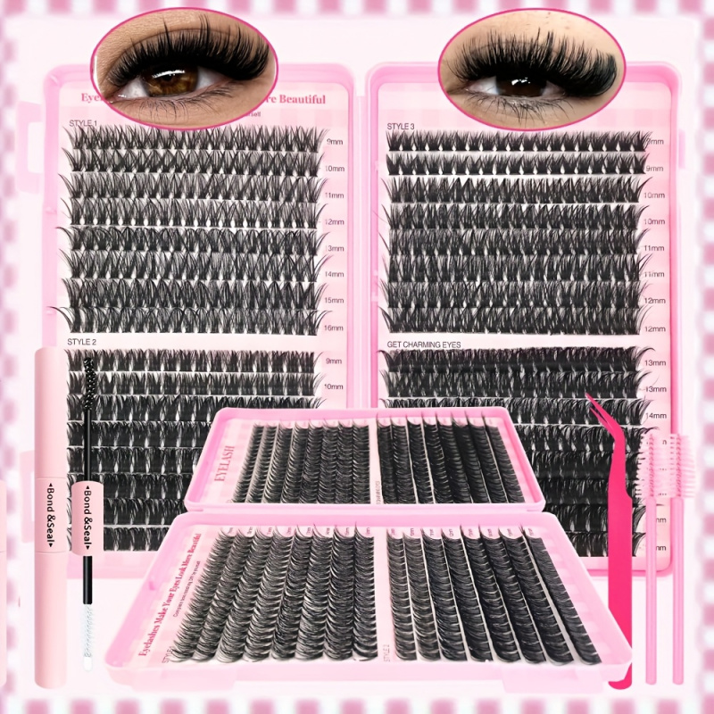 Eyelash Extension Volume Styles - 30/40/50/60/80/100D, 두께 9-16mm 핑크 래쉬 북