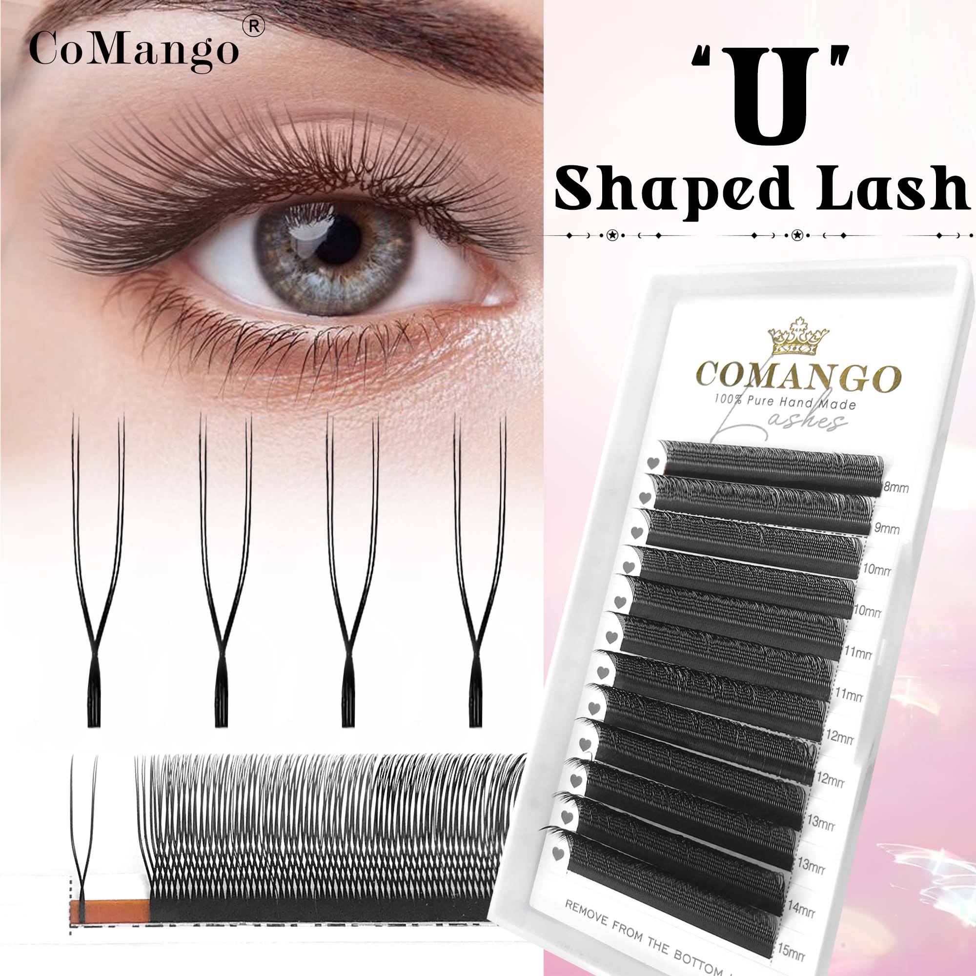 Eyelash Extension Volume Styles - CoMango U 자형 평행 꽃 속눈썹