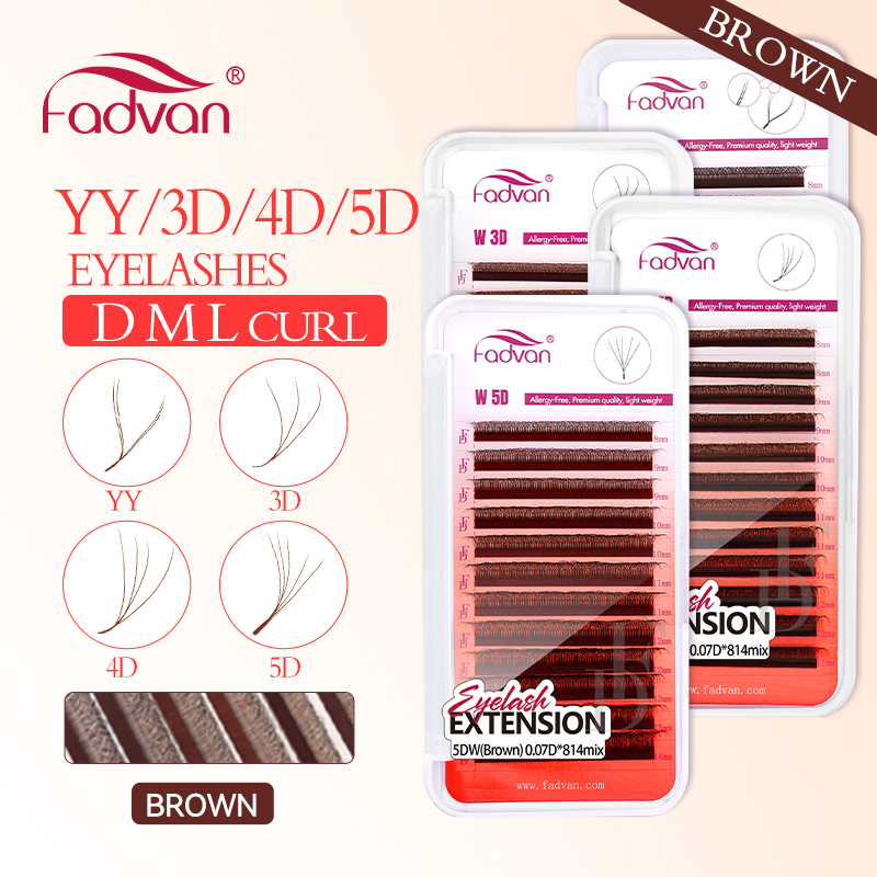 Eyelash Extension For Asian Eyes - FADVAN 다크 브라운 W 모양 속눈썹,